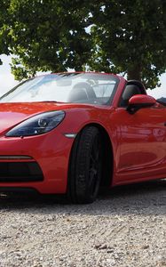 Превью обои porsche 718 boxster, porsche, автомобиль, красный