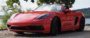 Превью обои porsche 718 boxster, porsche, автомобиль, красный