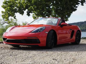 Превью обои porsche 718 boxster, porsche, автомобиль, красный