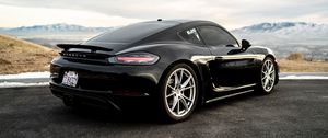 Превью обои porsche 718 cayman, porsche, машина, черный, спорткар, суперкар