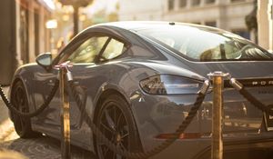 Превью обои porsche 718, porsche, спорткар, купе, серый, вид сбоку