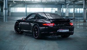 Превью обои porsche, 911, carrera, черный, вид сбоку