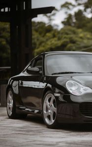 Превью обои porsche 911 carrera 4s, porsche, машина, черный, спорткар, вид спереди