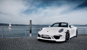 Превью обои porsche, 911, carrera s, белый, кабриолет