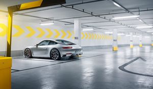 Превью обои porsche, 911, carrera s, серебристый, вид сбоку