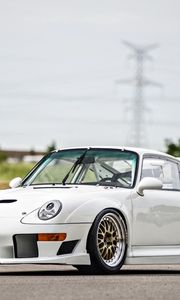 Превью обои porsche 911, gt2, белый, вид сбоку