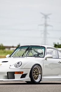 Превью обои porsche 911, gt2, белый, вид сбоку