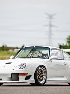 Превью обои porsche 911, gt2, белый, вид сбоку