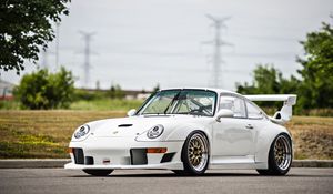 Превью обои porsche 911, gt2, белый, вид сбоку