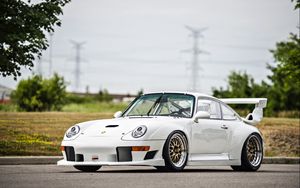 Превью обои porsche 911, gt2, белый, вид сбоку