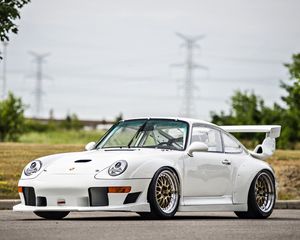 Превью обои porsche 911, gt2, белый, вид сбоку