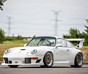 Превью обои porsche 911, gt2, белый, вид сбоку