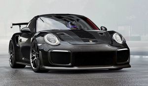 Превью обои porsche 911 gt2 rs, porsche 911, porsche, спорткар, гонка, черный