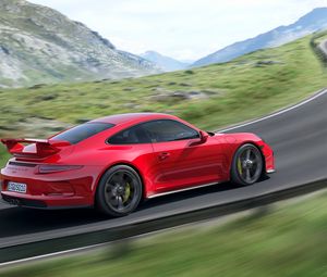 Превью обои porsche 911 gt3, авто, машина, автомобили, машины, горы, скорость