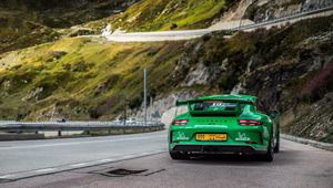 Превью обои porsche 911 gt3, porsche, спорткар, гонка, зеленый