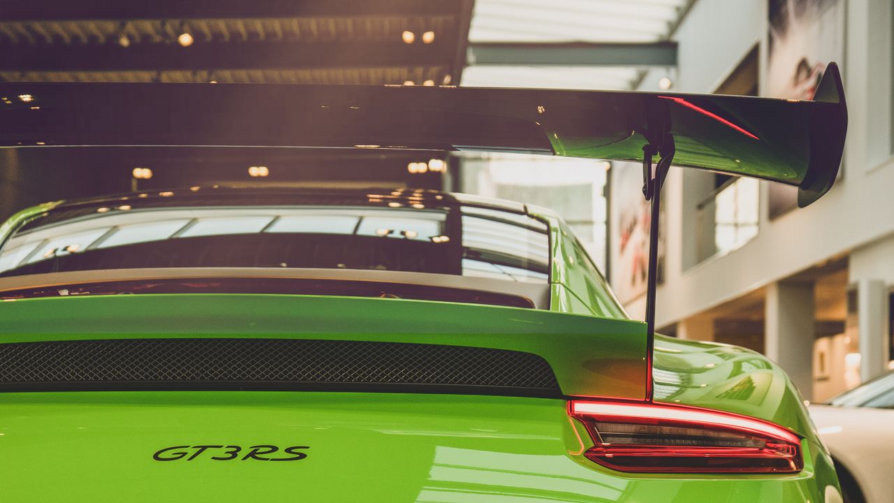 Обои porsche 911 gt3 rs, porsche 911, porsche, зеленый, вид сзади