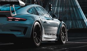 Превью обои porsche 911 gt3 rs, porsche, автомобиль, спорткар, белый, вид сбоку