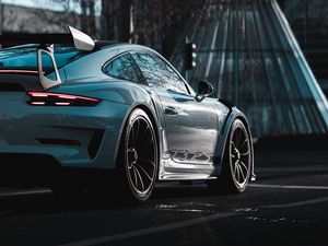 Превью обои porsche 911 gt3 rs, porsche, автомобиль, спорткар, белый, вид сбоку