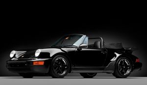 Превью обои porsche 911, porsche, america roadster, 1992, черный, кабриолет