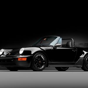 Превью обои porsche 911, porsche, america roadster, 1992, черный, кабриолет