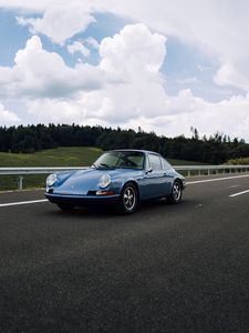 Превью обои porsche 911, porsche, автомобиль, вид сбоку, дорога