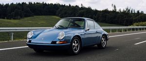 Превью обои porsche 911, porsche, автомобиль, вид сбоку, дорога