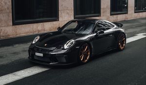 Превью обои porsche 911, porsche, автомобиль, спорткар, черный