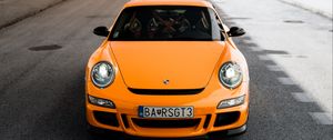 Превью обои porsche 911, porsche, автомобиль, оранжевый, дорога