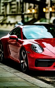 Превью обои porsche 911, porsche, автомобиль, красный, парковка