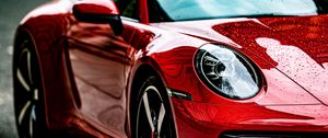 Превью обои porsche 911, porsche, автомобиль, красный, парковка