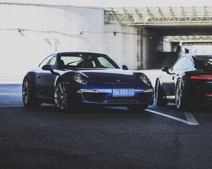 Превью обои porsche 911, porsche, автомобиль, синий, спорткар