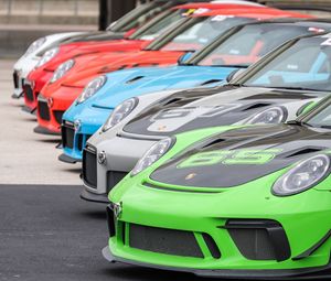 Превью обои porsche 911, porsche, автомобили, спорткары, разноцветный