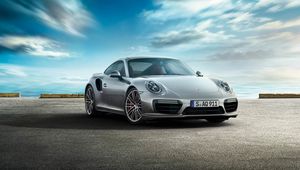 Превью обои porsche, 911, turbo, серый, вид сбоку