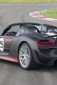 Превью обои porsche 918, черный, авто, движение