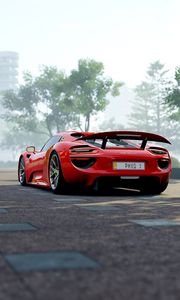 Превью обои porsche 918, porsche, спорткар, вид сбоку, красный
