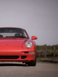 Превью обои porsche 993, porsche, машина, спорткар, красный, старый