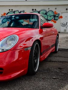 Превью обои porsche 996 carrera, porsche, красный, спорткар