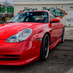 Превью обои porsche 996 carrera, porsche, красный, спорткар