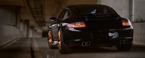 Превью обои porsche 997 carrera, porsche, машина, черный, спорткар, суперкар, вид сзади