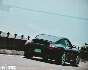 Превью обои porsche 997 carrera s, porsche, вид сбоку, стиль, черный