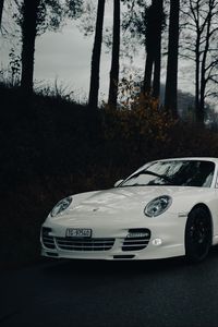 Превью обои porsche, автомобиль, белый, дорога