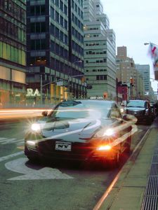 Превью обои porsche, автомобиль, город, улица