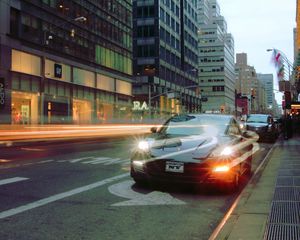 Превью обои porsche, автомобиль, город, улица
