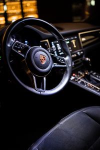 Превью обои porsche, автомобиль, руль, салон