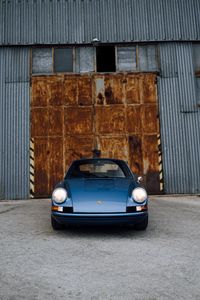 Превью обои porsche, автомобиль, вид спереди, синий