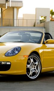 Превью обои porsche boxster 2008, porsche, желтый, кабриолет