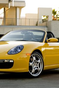 Превью обои porsche boxster 2008, porsche, желтый, кабриолет