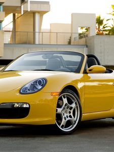 Превью обои porsche boxster 2008, porsche, желтый, кабриолет