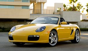 Превью обои porsche boxster 2008, porsche, желтый, кабриолет