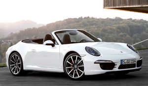 Превью обои porsche, carrera 4s, 911, белый, кабриолет